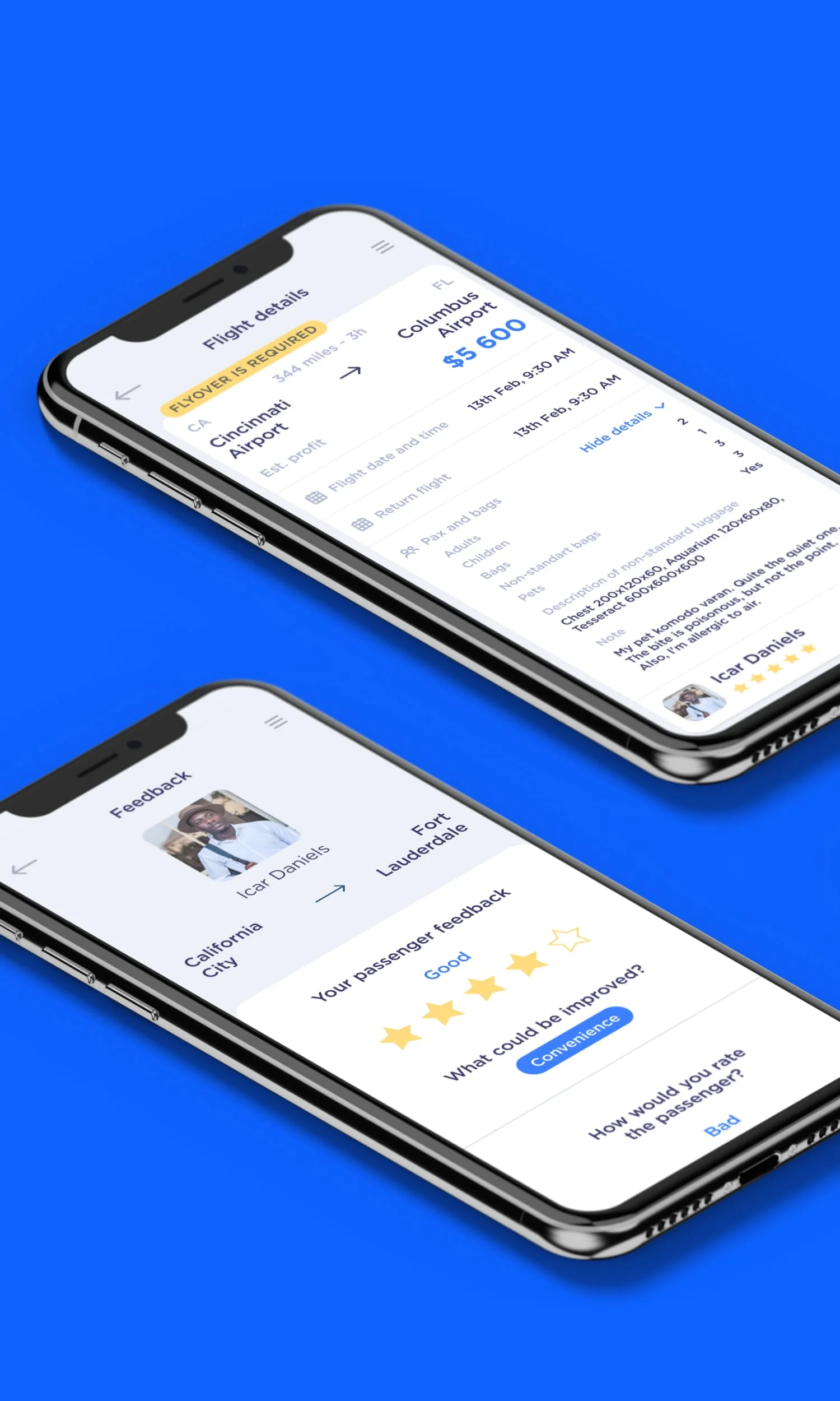 Дашборд приложения Grabglide Business с активными заявками на авиаперелёты, изображение 3